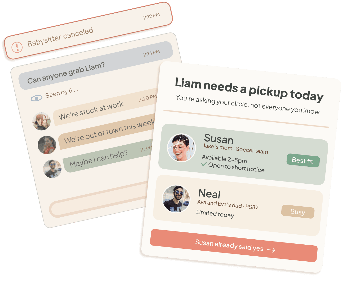 Circle chat and support card preview